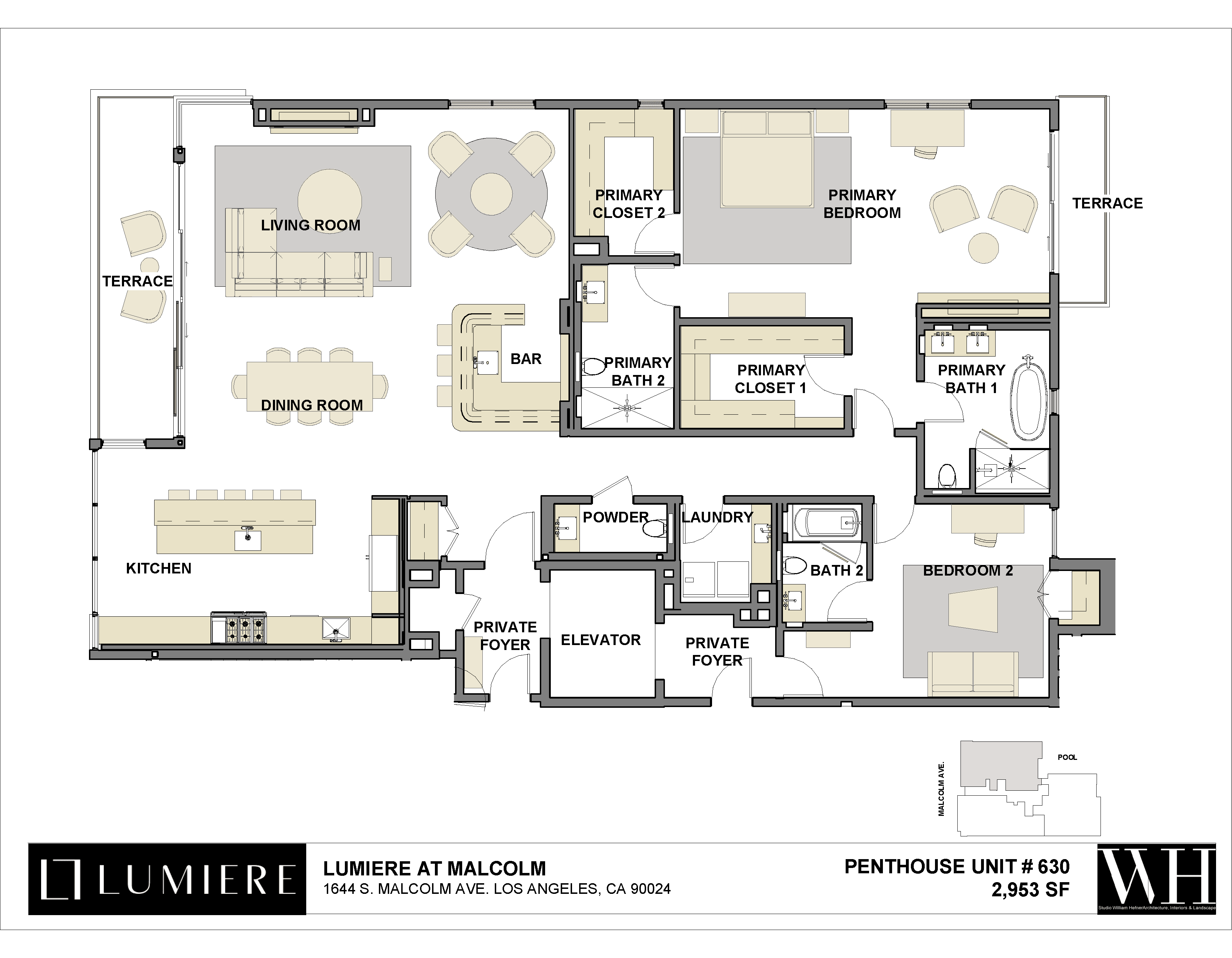 Floor plan of Penthouse 630 at Lumiere at Malcolm